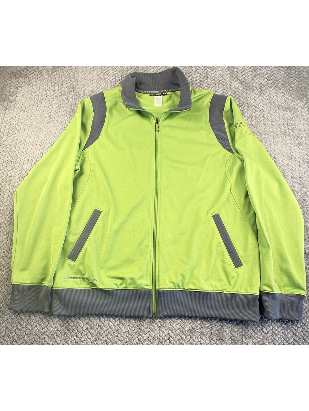 Under Armour Jacket Mens XXL Green Full Zip Regular Fit Gym Bomber (0199)